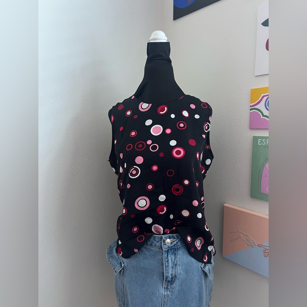 Notations Retro Polka Dot Sleeveless Top (M)